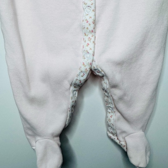 Ralph Lauren Light Pink Baby Girl Floral Trim Footie Pajamas Size 3M - Picture 5 of 6